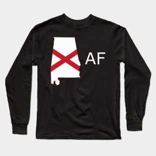 Alabama Flag State Outline AF (white) Long Sleeve T-Shirt